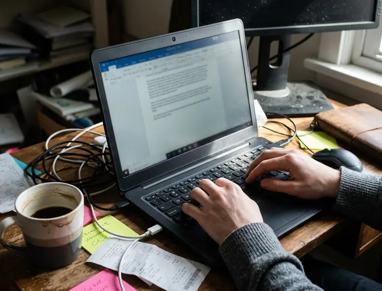 On-site Content creation workspace, clean aesthetic but lived-in